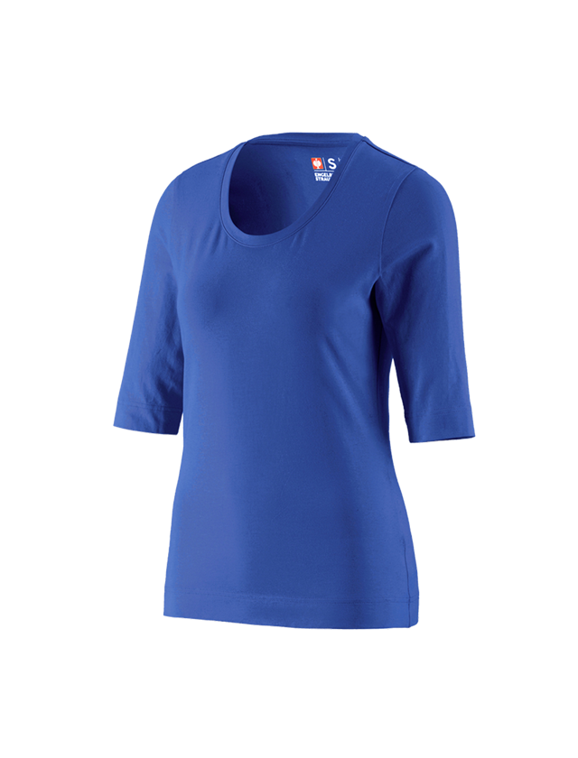 Överdelar: e.s. Shirt 3/4-ärm cotton stretch, dam + kornblå