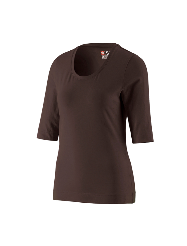Shirts, Pullover & more: e.s. Shirt 3/4 sleeve cotton stretch, ladies' + chestnut
