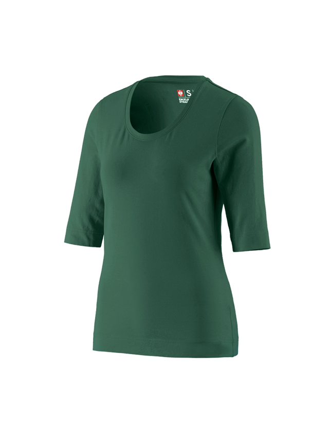 Topics: e.s. Shirt 3/4 sleeve cotton stretch, ladies' + green