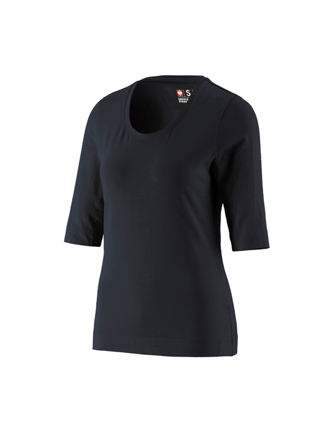 Överdelar: e.s. Shirt 3/4-ärm cotton stretch, dam + svart 1