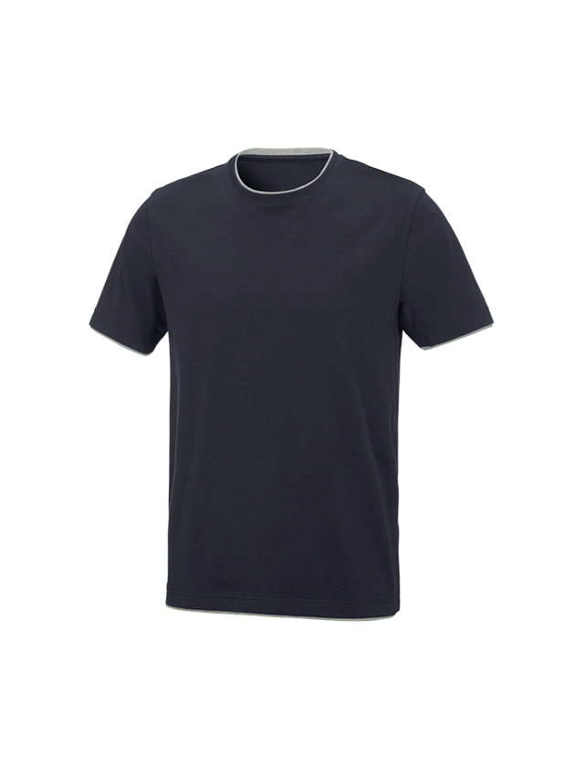 Överdelar: e.s. T-Shirt cotton stretch Layer + mörkblå/gråmelerad 2