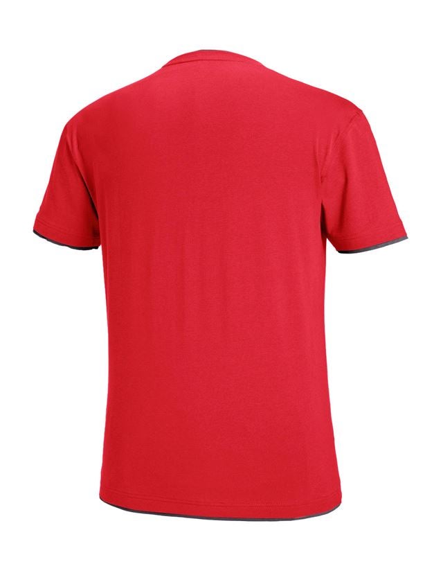 Överdelar: e.s. T-Shirt cotton stretch Layer + eldröd/svart 3
