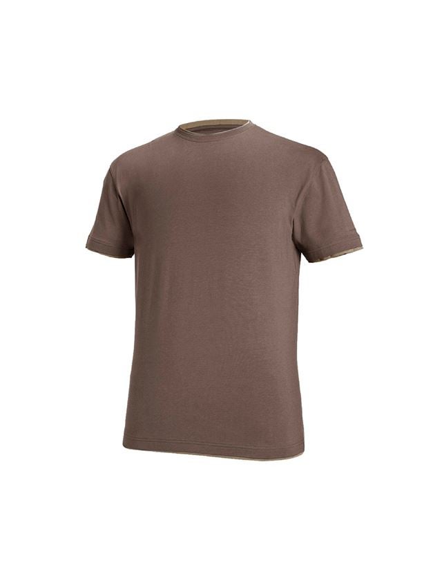 Överdelar: e.s. T-Shirt cotton stretch Layer + kastanj/hasselnöt 2