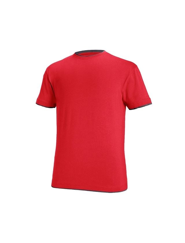 Överdelar: e.s. T-Shirt cotton stretch Layer + eldröd/svart 2