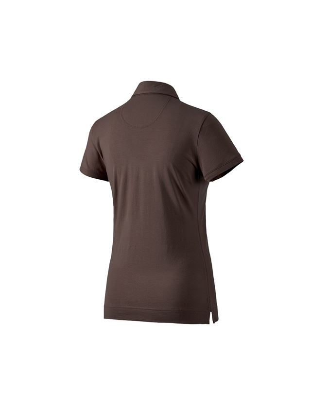 Överdelar: e.s. Polo-Shirt cotton stretch, dam + kastanj 1