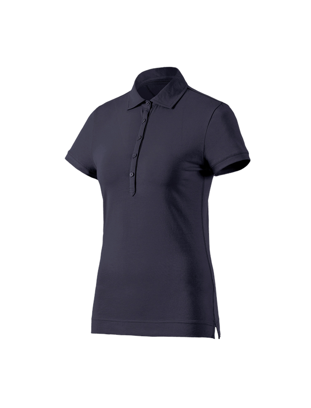 Överdelar: e.s. Polo-Shirt cotton stretch, dam + mörkblå