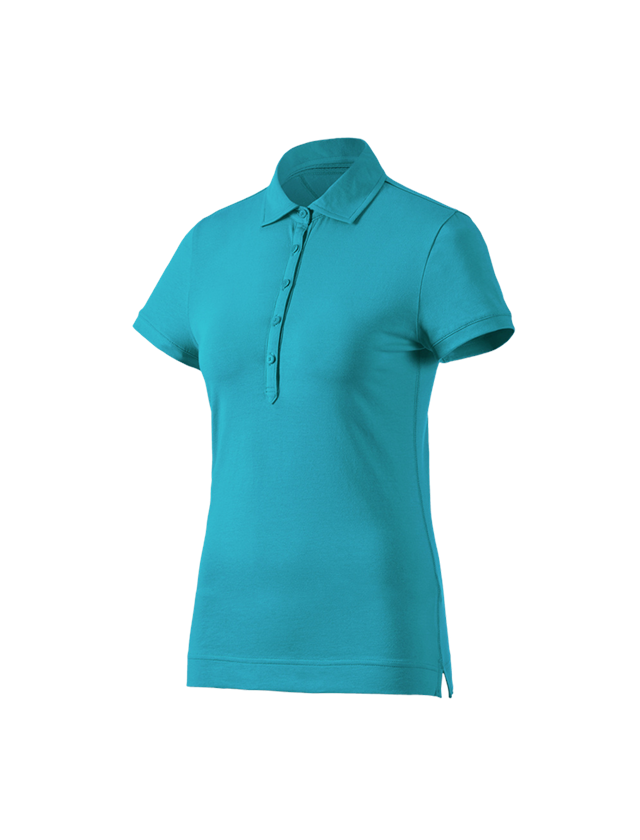 Gardening / Forestry / Farming: e.s. Polo shirt cotton stretch, ladies' + ocean
