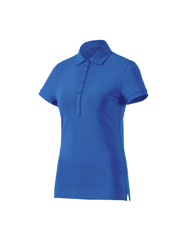Överdelar: e.s. Polo-Shirt cotton stretch, dam + gentianablå