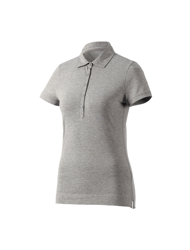 Överdelar: e.s. Polo-Shirt cotton stretch, dam + gråmelerad