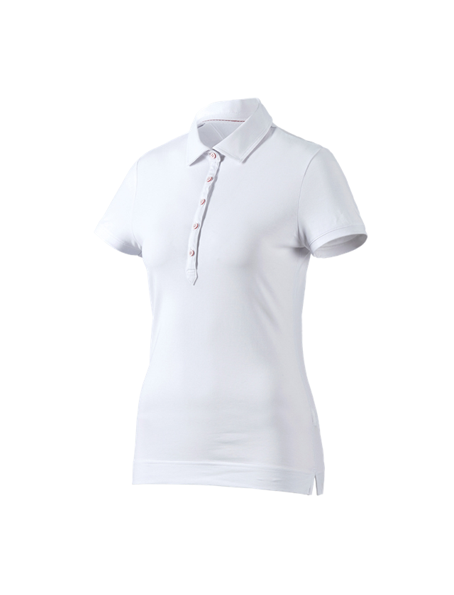 Överdelar: e.s. Polo-Shirt cotton stretch, dam + vit