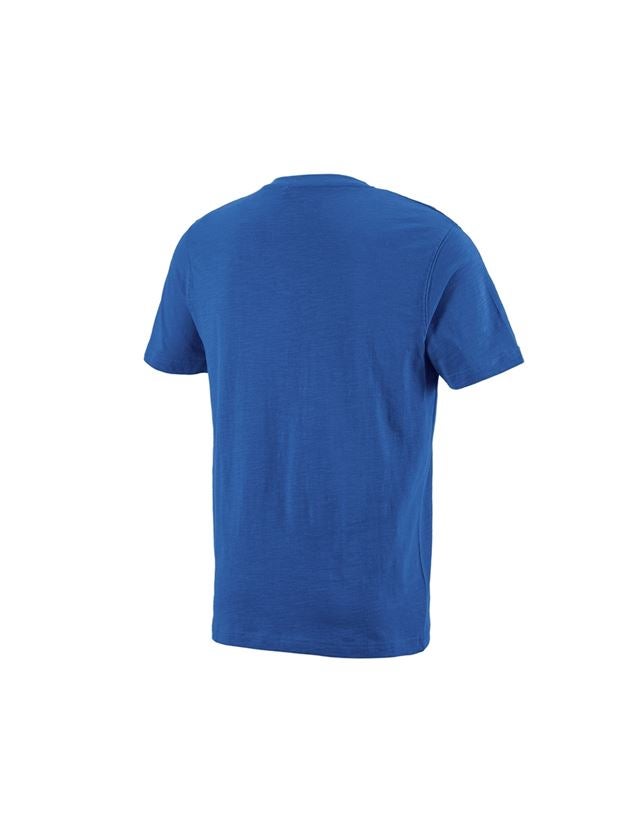 Överdelar: e.s. T-Shirt cotton slub V-Neck + gentianablå 1