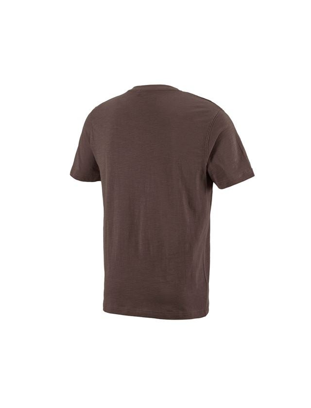 Överdelar: e.s. T-Shirt cotton slub V-Neck + kastanj 1