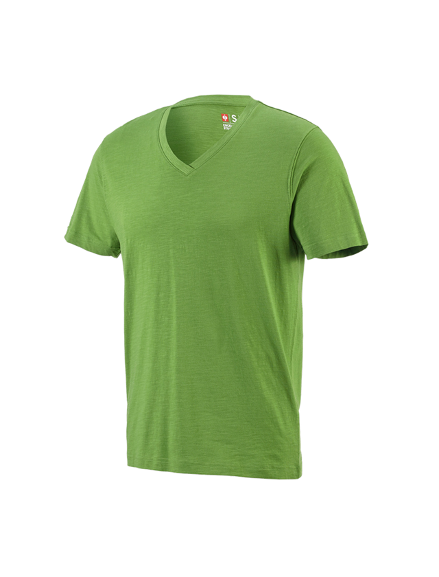 Skogsbruk / Trädgård: e.s. T-Shirt cotton slub V-Neck + sjögrön