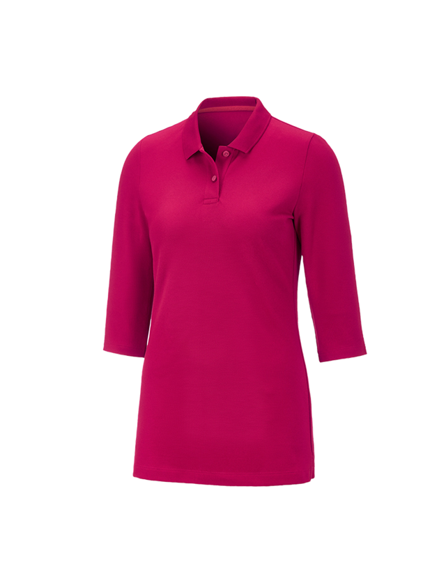 Gardening / Forestry / Farming: e.s. Pique-Polo 3/4-sleeve cotton stretch, ladies' + berry