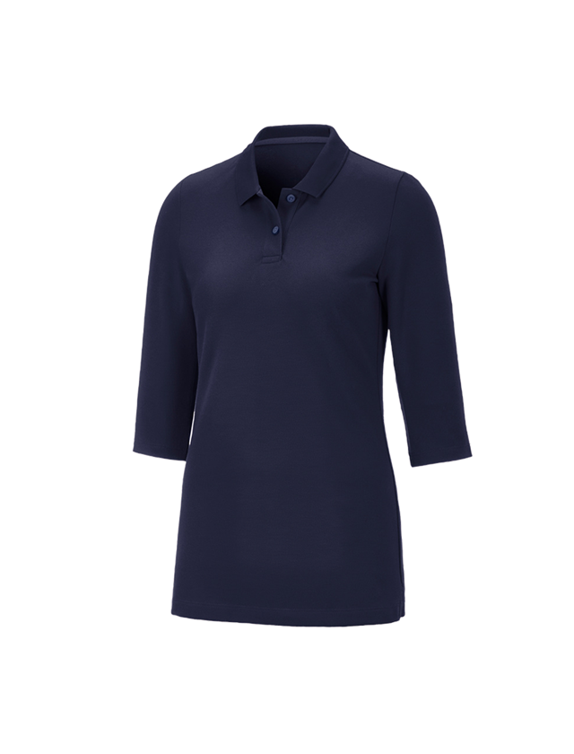 Shirts, Pullover & more: e.s. Pique-Polo 3/4-sleeve cotton stretch, ladies' + navy