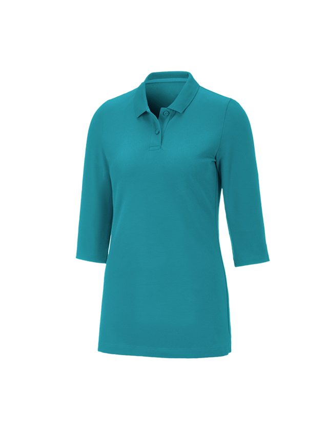 Plumbers / Installers: e.s. Pique-Polo 3/4-sleeve cotton stretch, ladies' + ocean