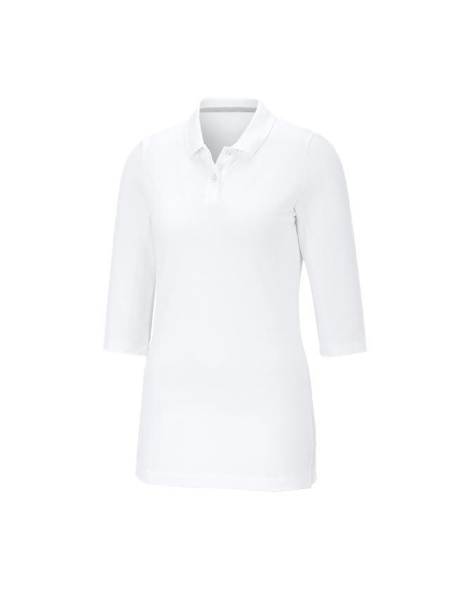 Shirts, Pullover & more: e.s. Pique-Polo 3/4-sleeve cotton stretch, ladies' + white