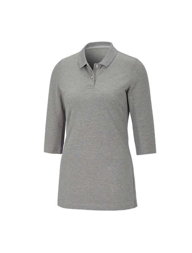 Shirts, Pullover & more: e.s. Pique-Polo 3/4-sleeve cotton stretch, ladies' + grey melange