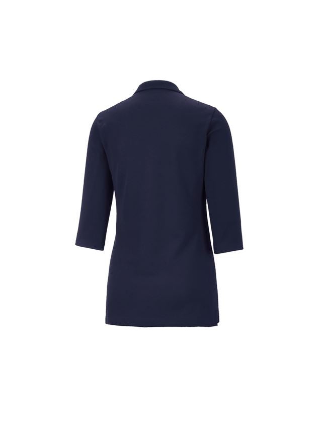 Gardening / Forestry / Farming: e.s. Pique-Polo 3/4-sleeve cotton stretch, ladies' + navy 1