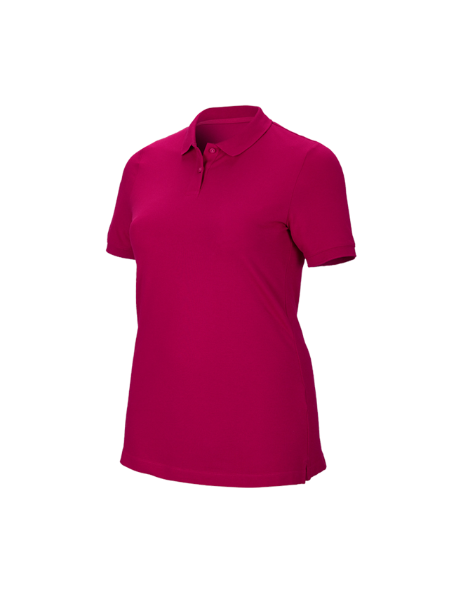 Shirts, Pullover & more: e.s. Pique-Polo cotton stretch, ladies', plus fit + berry 1