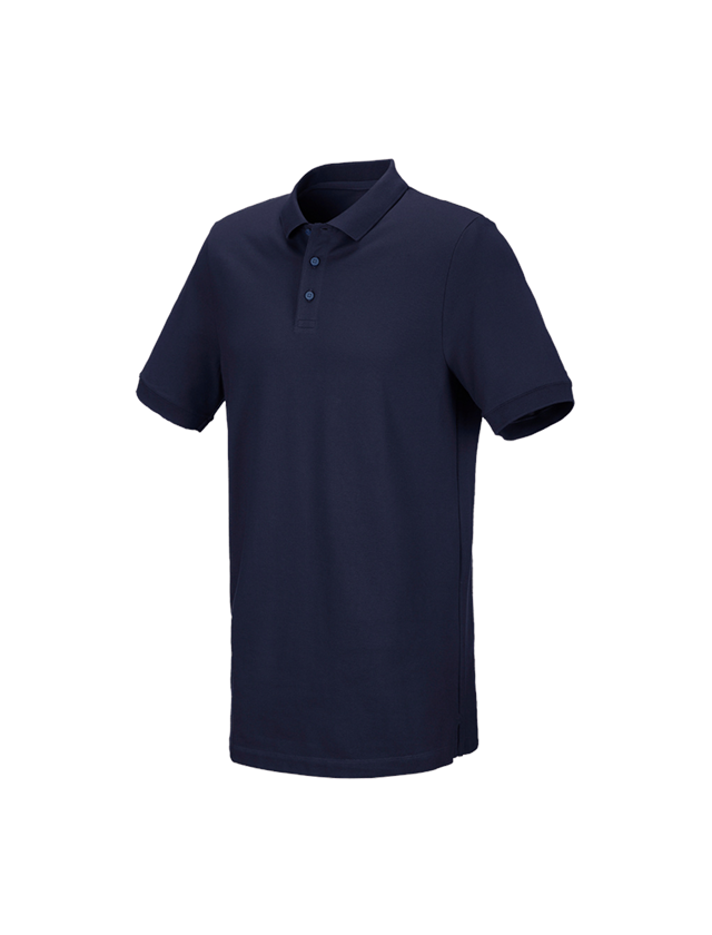 Shirts, Pullover & more: e.s. Piqué-Polo cotton stretch, long fit + navy 1
