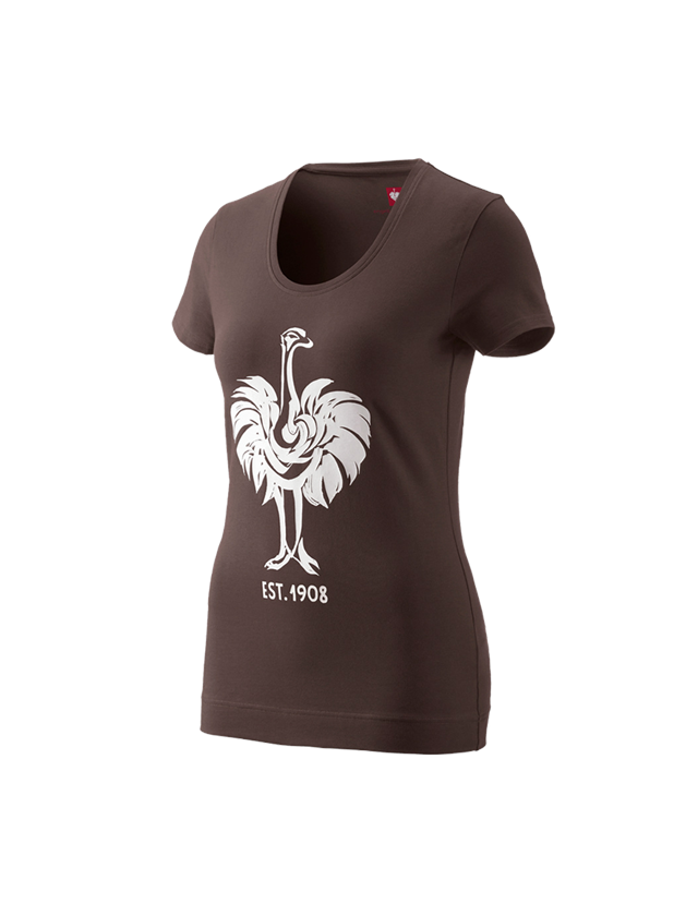 Shirts, Pullover & more: e.s. T-shirt 1908, ladies' + chestnut/white