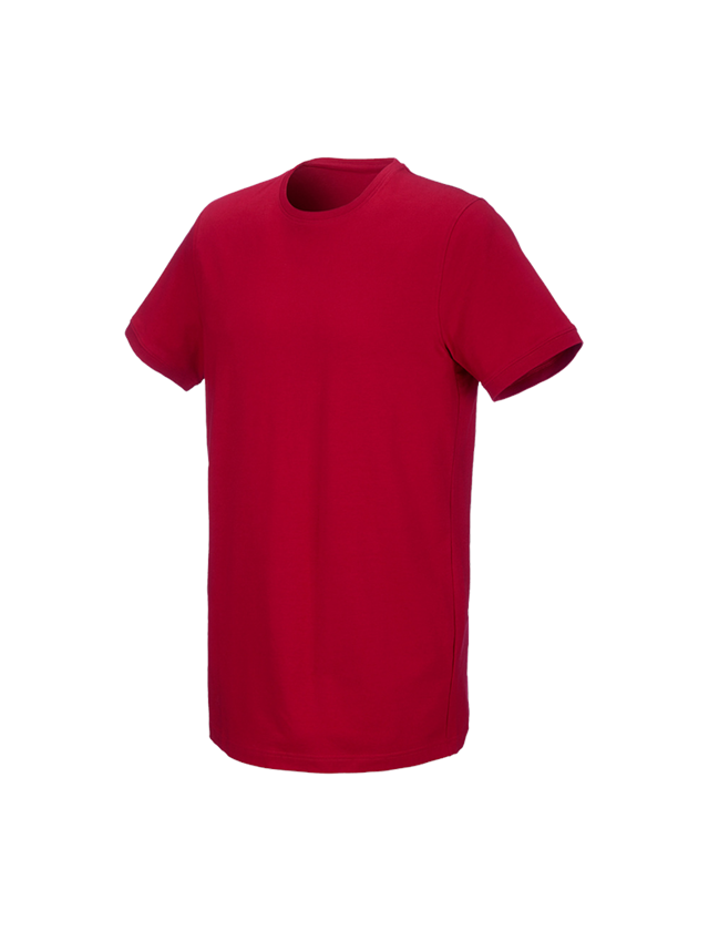 Överdelar: e.s. T-shirt cotton stretch, long fit + eldröd 1