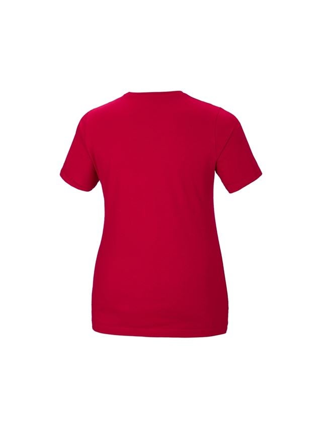 Överdelar: e.s. T-shirt cotton stretch, dam, plus fit + eldröd 2