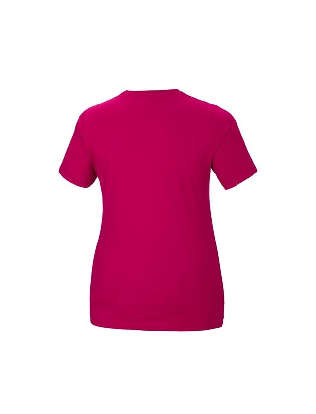 Överdelar: e.s. T-shirt cotton stretch, dam, plus fit + bär 2