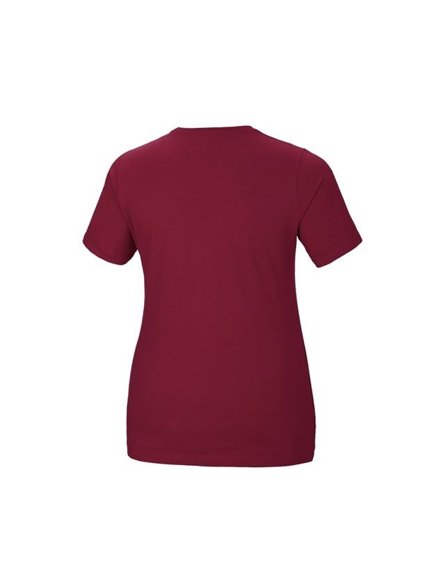 Överdelar: e.s. T-shirt cotton stretch, dam, plus fit + bordeaux 2
