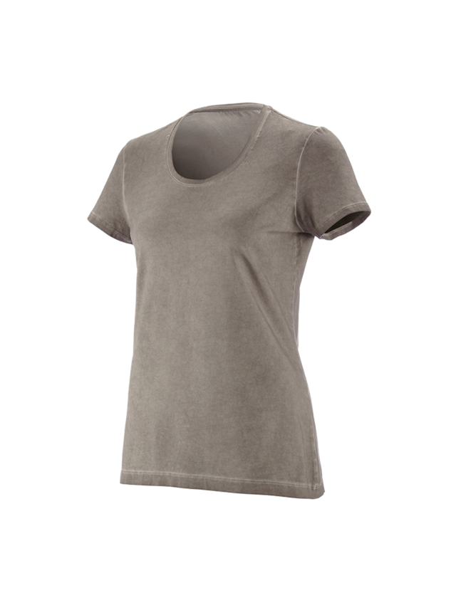 Överdelar: e.s. T-Shirt vintage cotton stretch, dam + taupe vintage 1