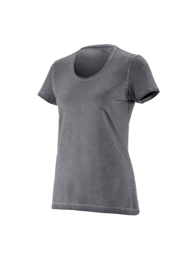 Överdelar: e.s. T-Shirt vintage cotton stretch, dam + cement vintage