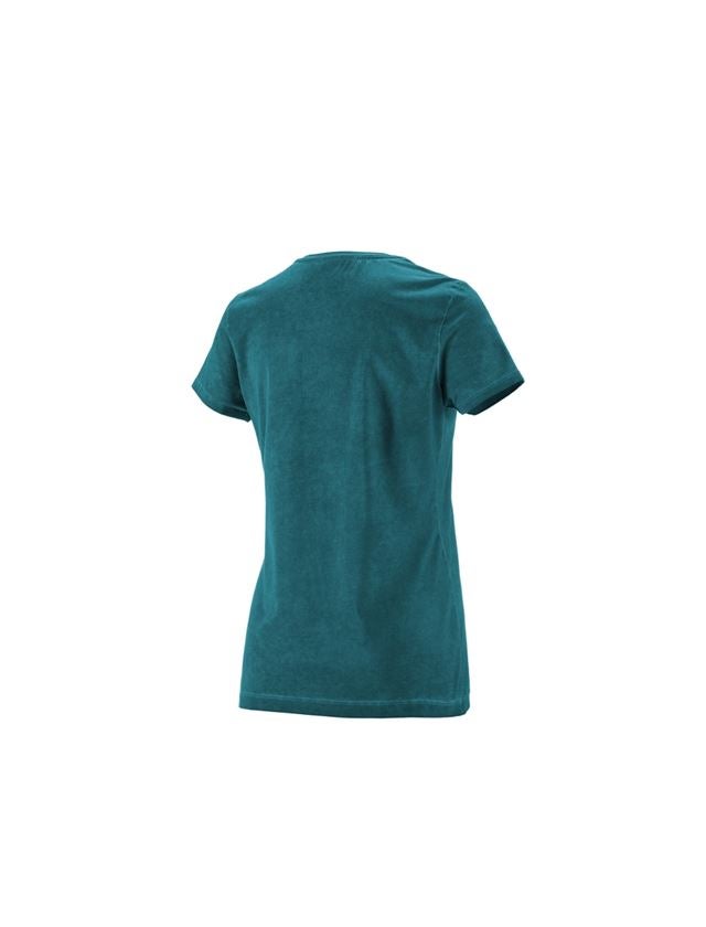Överdelar: e.s. T-Shirt vintage cotton stretch, dam + mörk cyan vintage 4