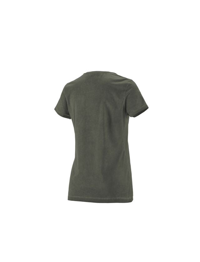 Teman: e.s. T-Shirt vintage cotton stretch, dam + kamouflagegrön vintage 4