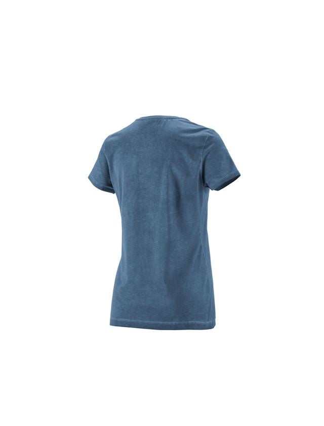 Överdelar: e.s. T-Shirt vintage cotton stretch, dam + antikblå vintage 1