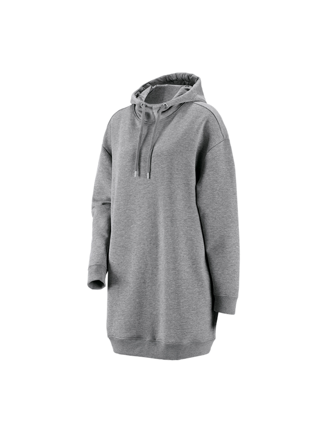 Shirts, Pullover & more: e.s. Oversize hoody sweatshirt poly cotton, ladies + grey melange