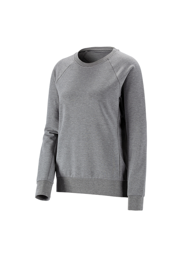 Överdelar: e.s. Sweatshirt cotton stretch, dam + gråmelerad