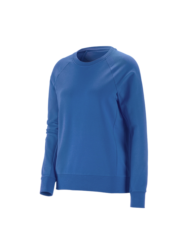 Överdelar: e.s. Sweatshirt cotton stretch, dam + gentianablå