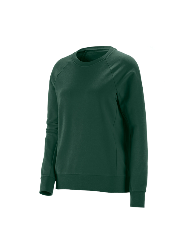 Överdelar: e.s. Sweatshirt cotton stretch, dam + grön