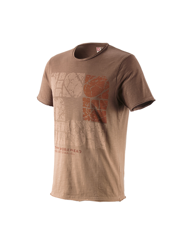 Överdelar: e.s. T-Shirt denim workwear + ljusbrun vintage