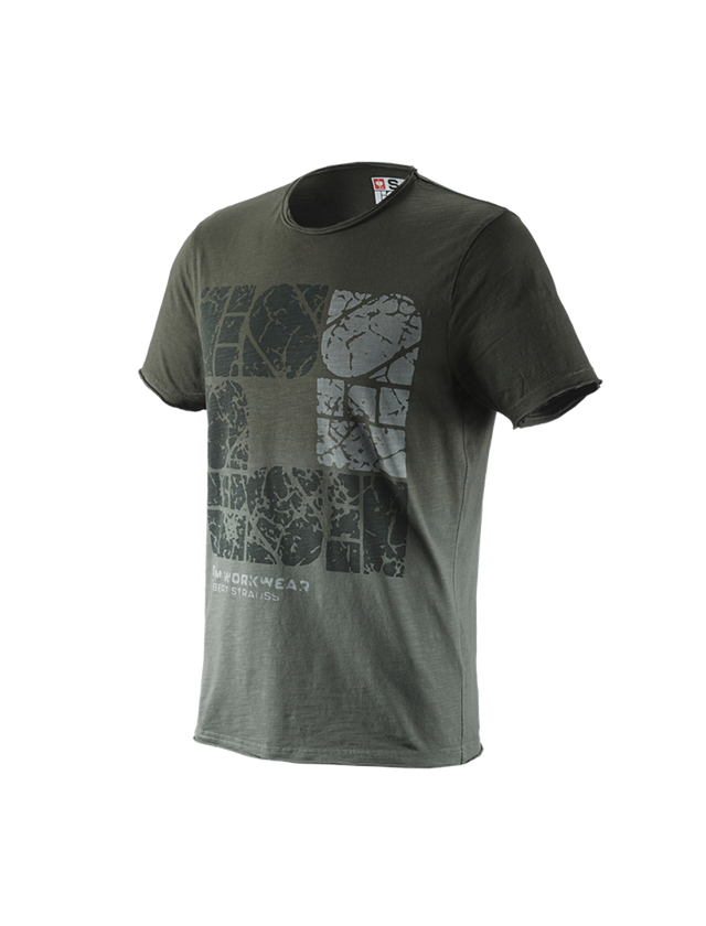 Överdelar: e.s. T-Shirt denim workwear + camouflage grön vintage