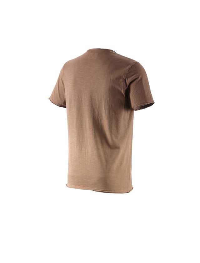 Överdelar: e.s. T-Shirt denim workwear + ljusbrun vintage 1