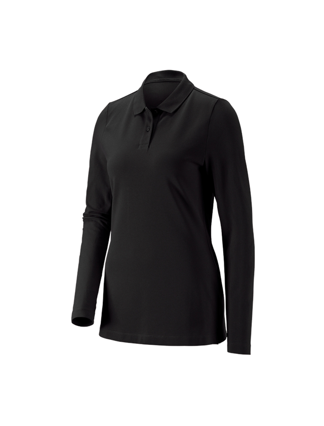 Shirts, Pullover & more: e.s. Pique-Polo longsleeve cotton stretch,ladies' + black