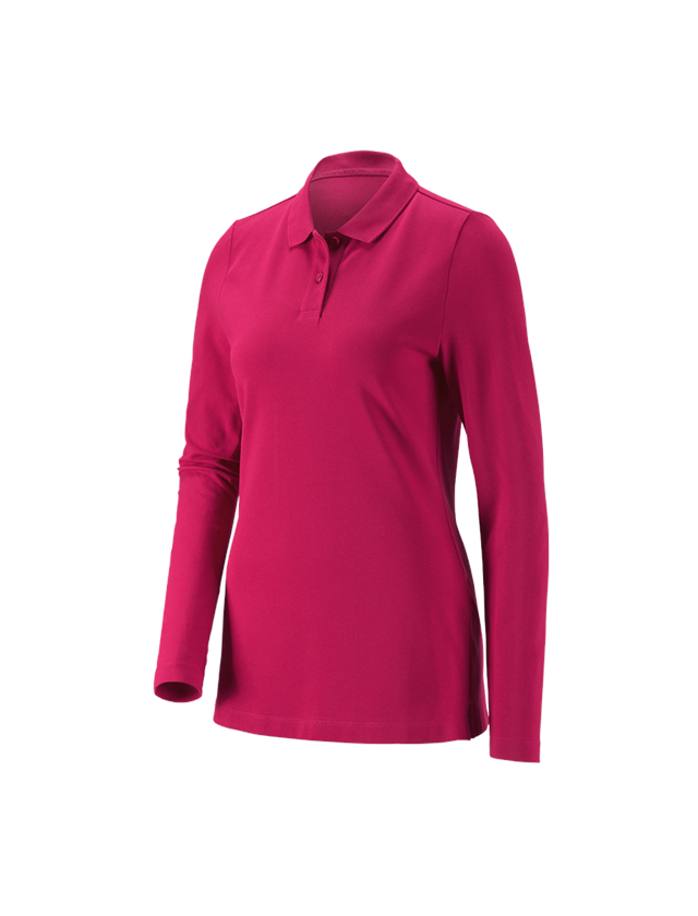 Shirts, Pullover & more: e.s. Pique-Polo longsleeve cotton stretch,ladies' + berry