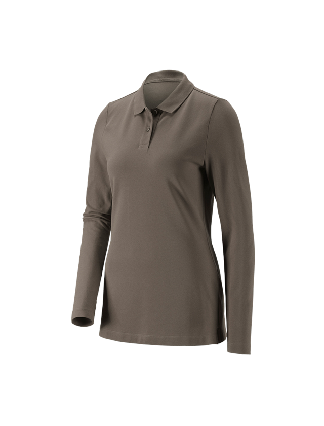 Shirts, Pullover & more: e.s. Pique-Polo longsleeve cotton stretch,ladies' + stone