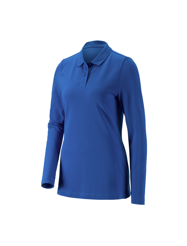 Shirts, Pullover & more: e.s. Pique-Polo longsleeve cotton stretch,ladies' + gentian blue