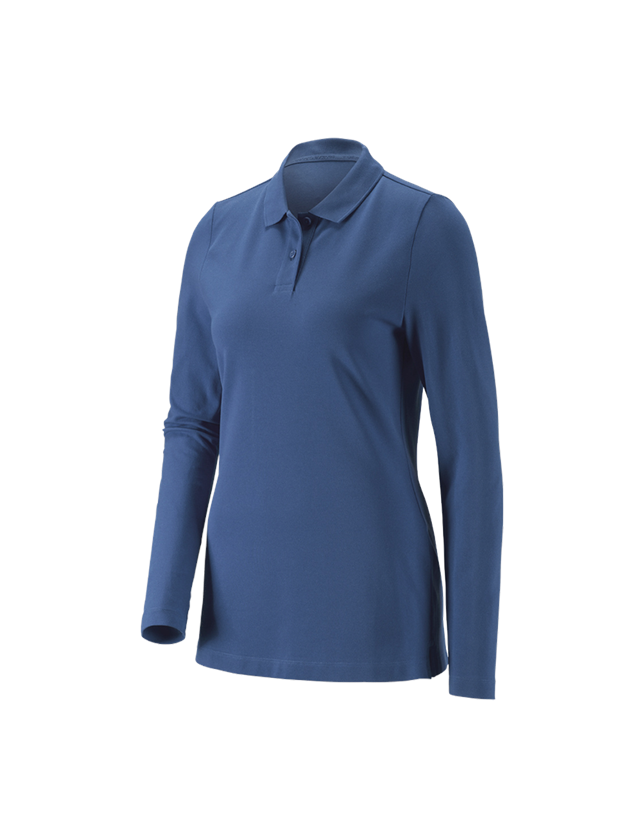 Shirts, Pullover & more: e.s. Pique-Polo longsleeve cotton stretch,ladies' + cobalt
