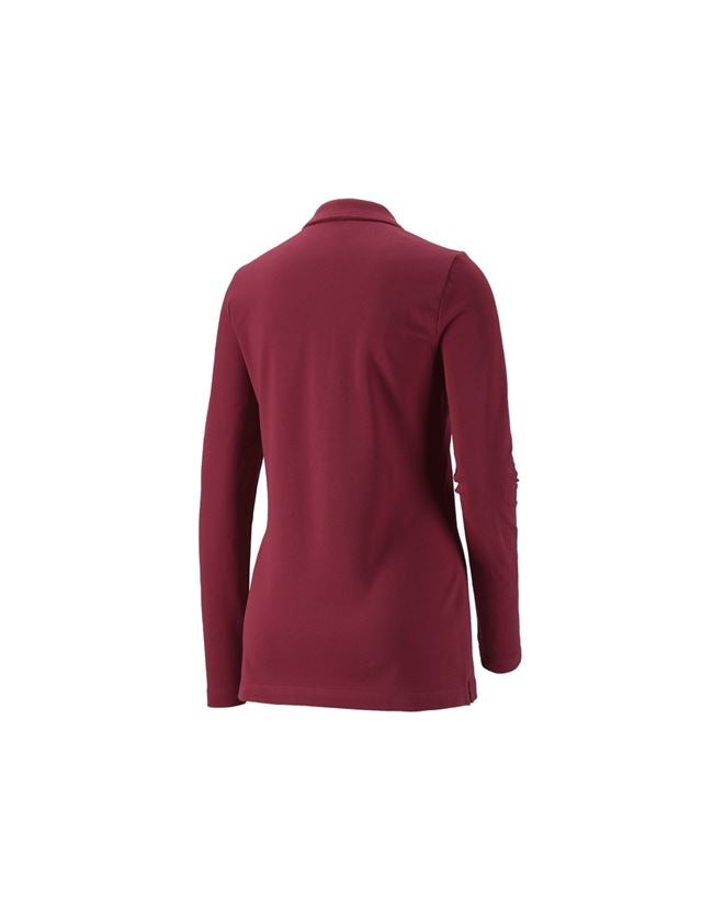 Shirts, Pullover & more: e.s. Pique-Polo longsleeve cotton stretch,ladies' + bordeaux 1
