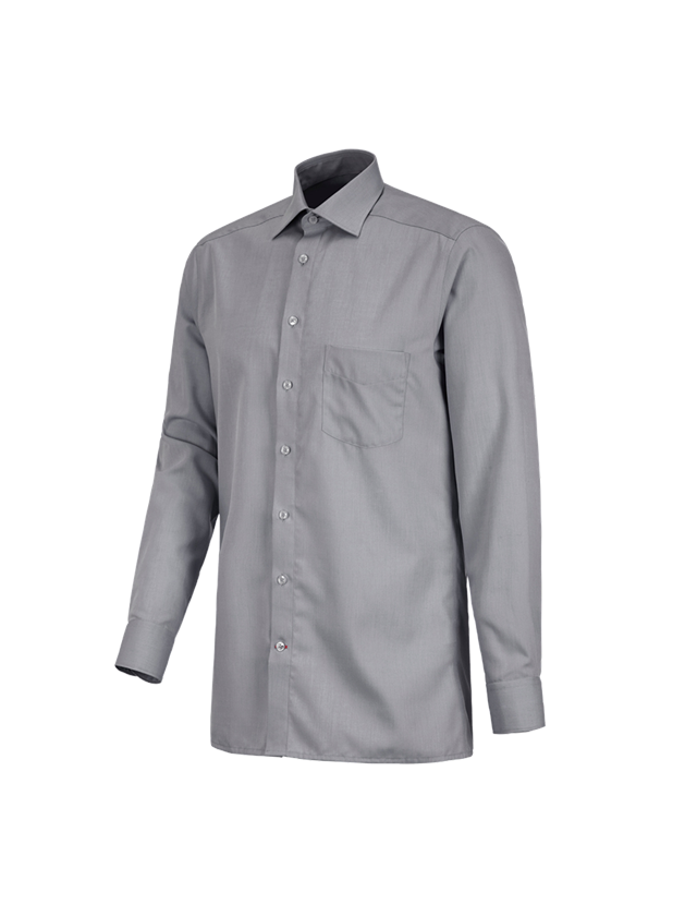 Teman: Kontorsskjorta e.s.comfort, långärmad + grå melange