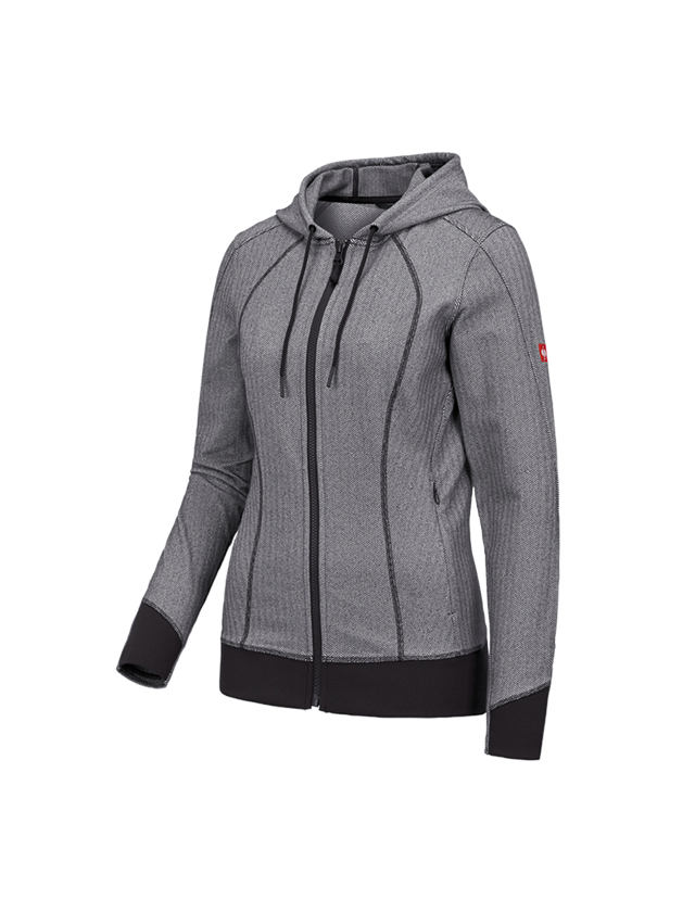 Work Jackets: e.s. Functional hooded jacket herringbone, ladies' + black 1
